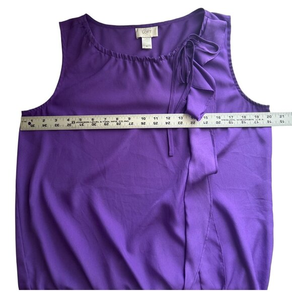 Loft Womens Purple Sleeveless Blouse  Ruffle Detail Size Medium Office Dressy - Picture 6 of 7
